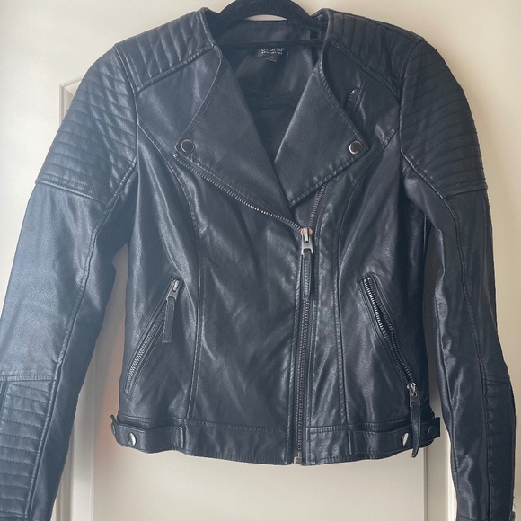 Topshop Black Leather Biker Jacket - Picture 2 of 5